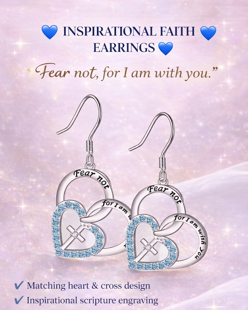 Fear not, for I am with you Silver Earrings