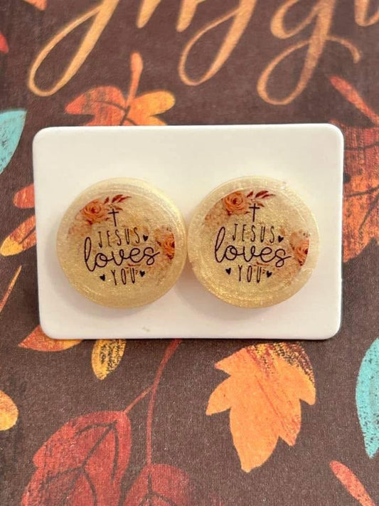 Jesus Loves You Fall Glitter Earrings