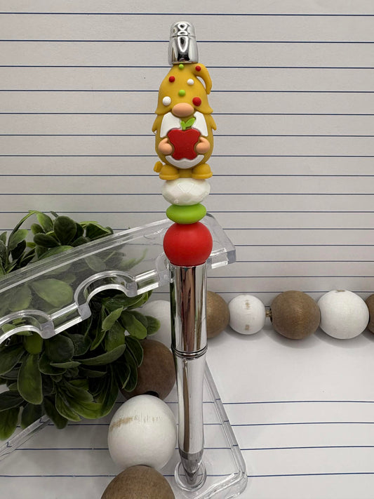 Teacher Gnome holding an apple Beaded Ink Pen