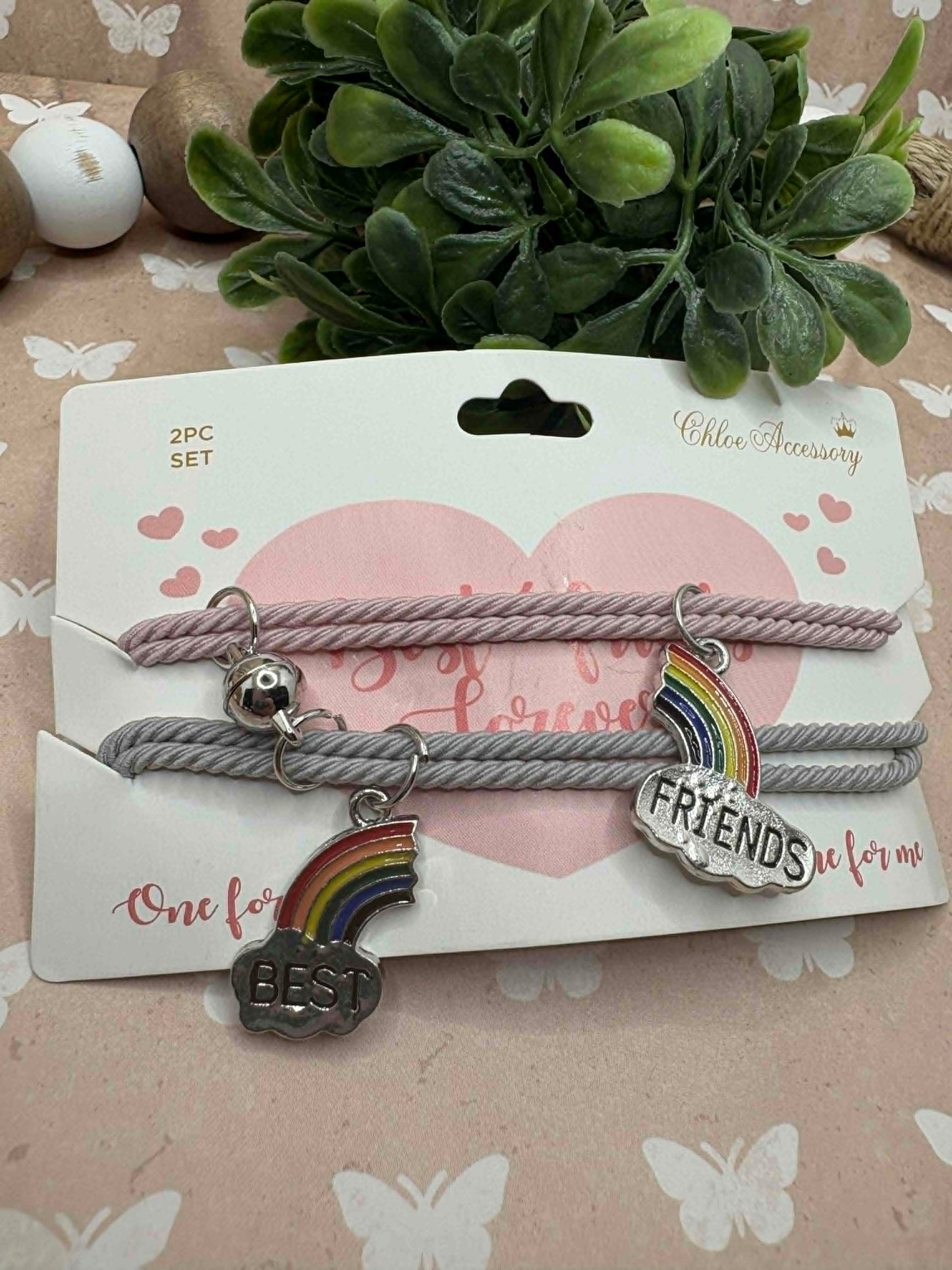 BEST FRIEND Magnetic Bracelet Set - Ash Pink & Purple
