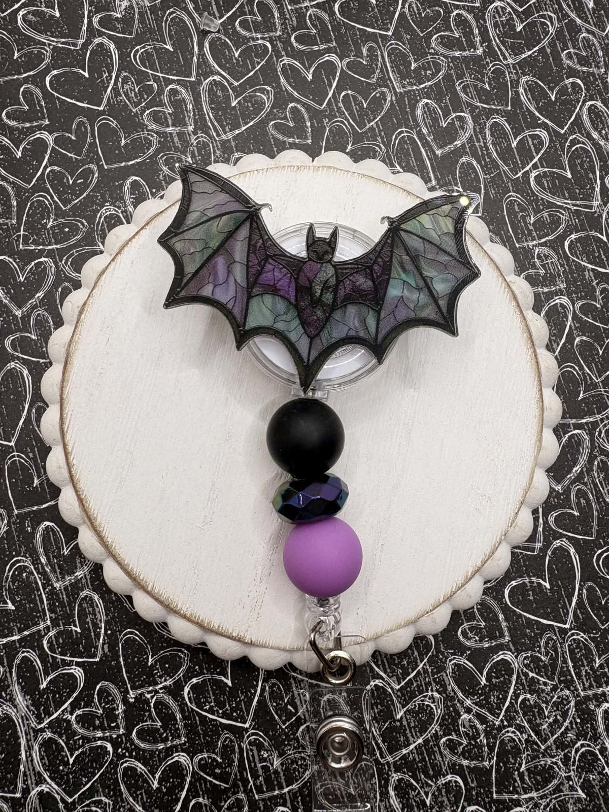 Bat Beaded Badge Reel