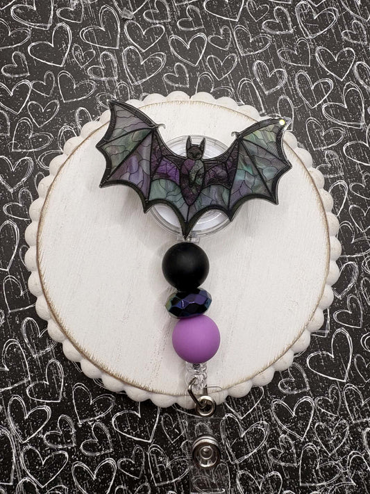 Bat Beaded Badge Reel