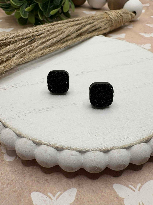 Black Druzy Earrings
