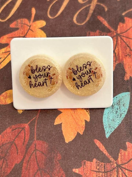 Bless Your Heart Fall Glitter Earrings
