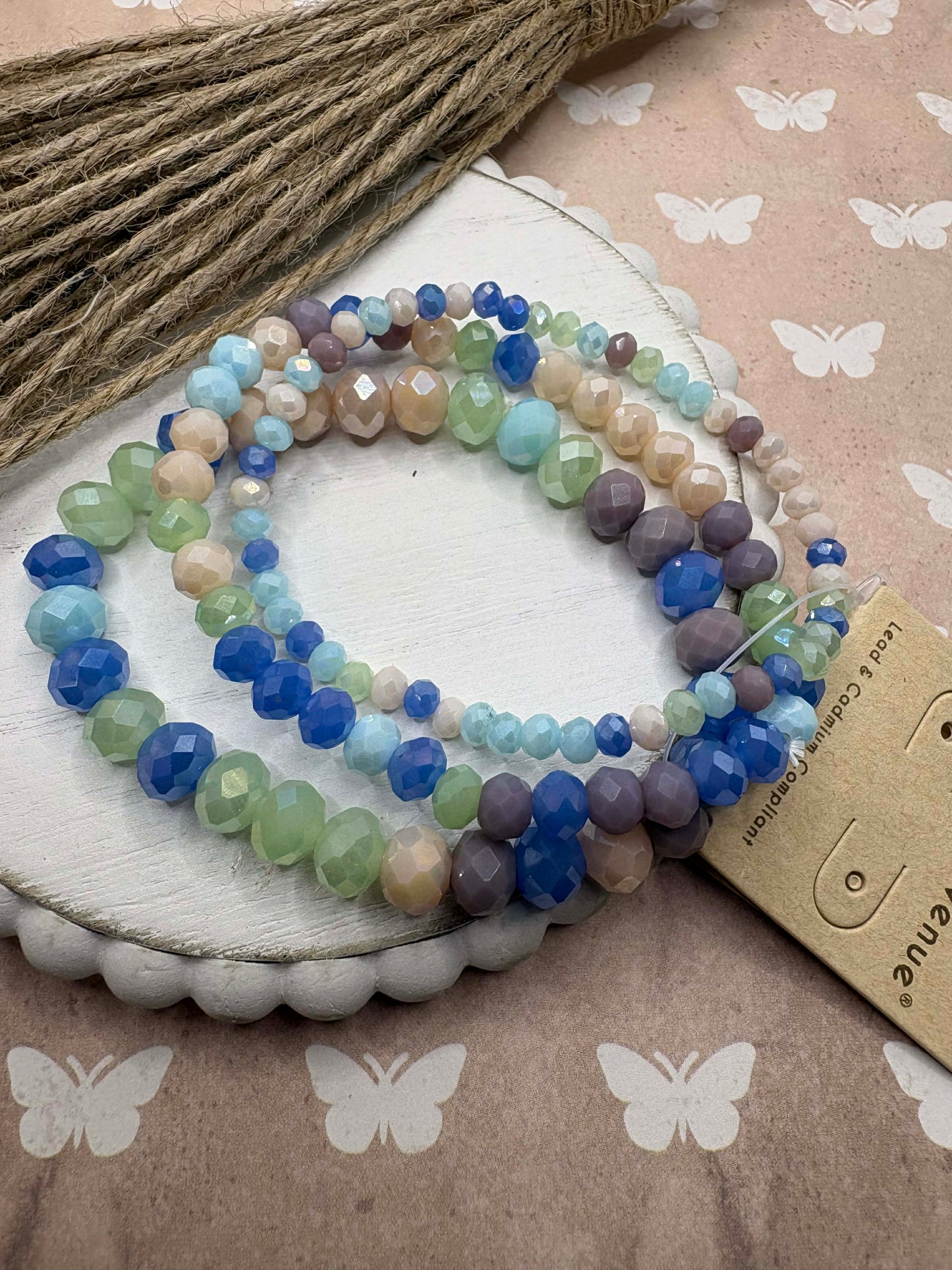 Blue Stretch Faceted Beaded Bracelet Set