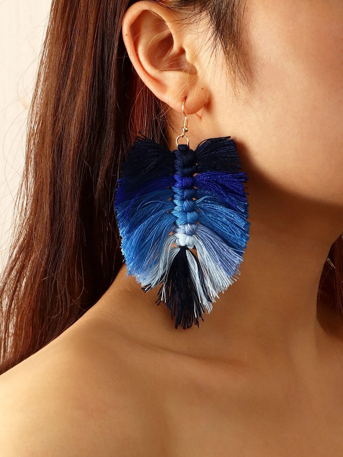 Blue Ombre Macrame Earrings