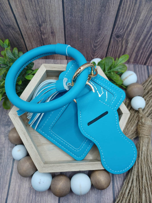 Blue Wristlet Wallet, Chapstick Holder, & Tassel Set