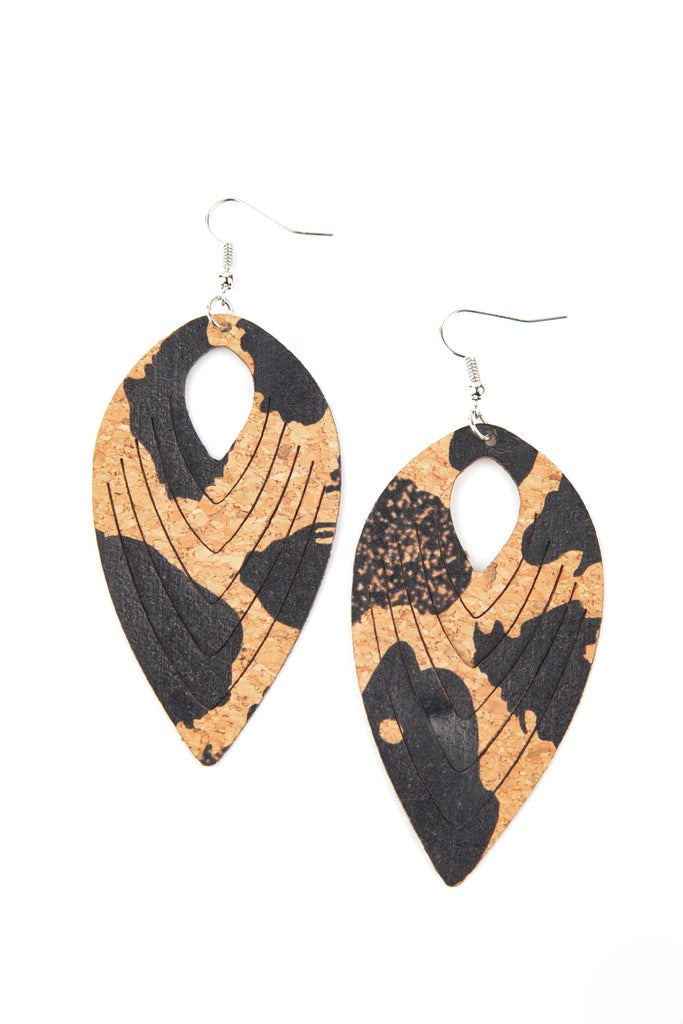 Cork Animal Print Style Earrings