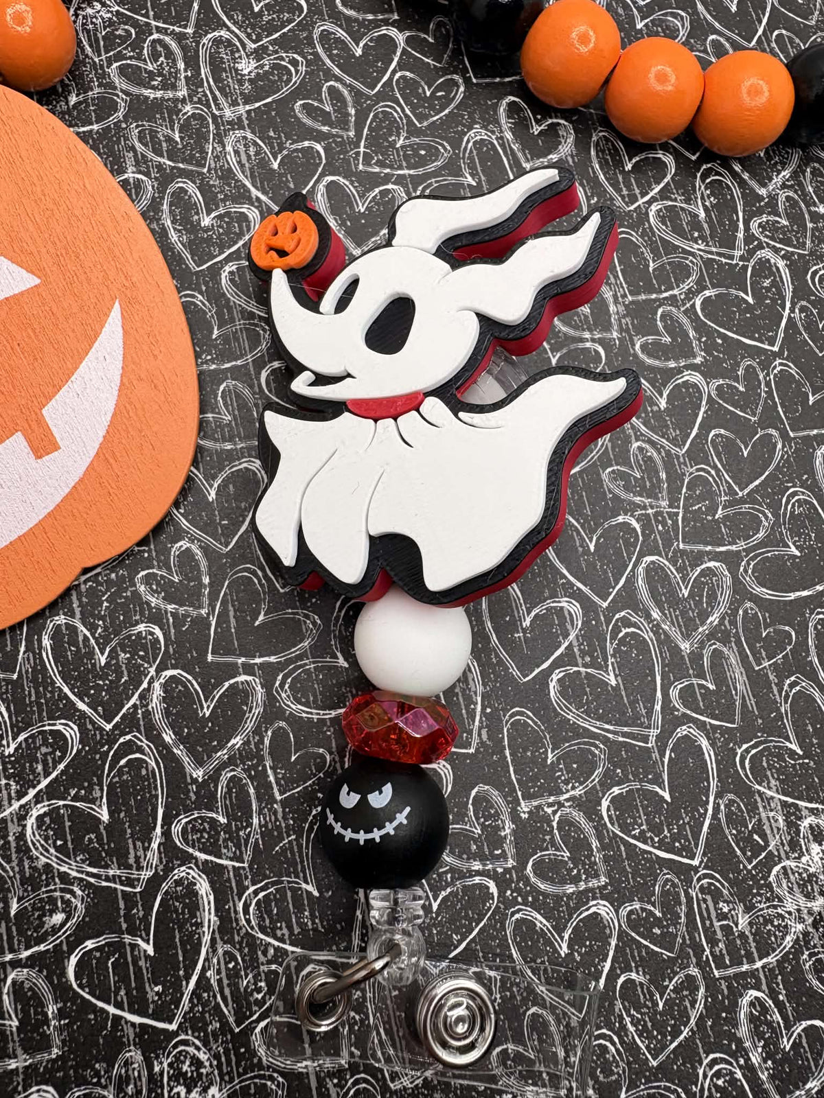 Ghost Dog Themed Beaded Badge Reel