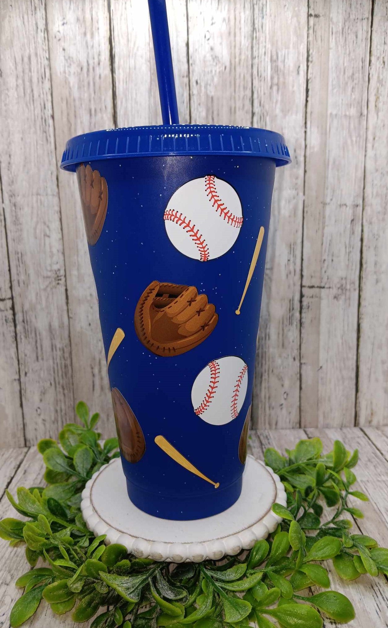 Dark Blue Baseball & Bat Cup