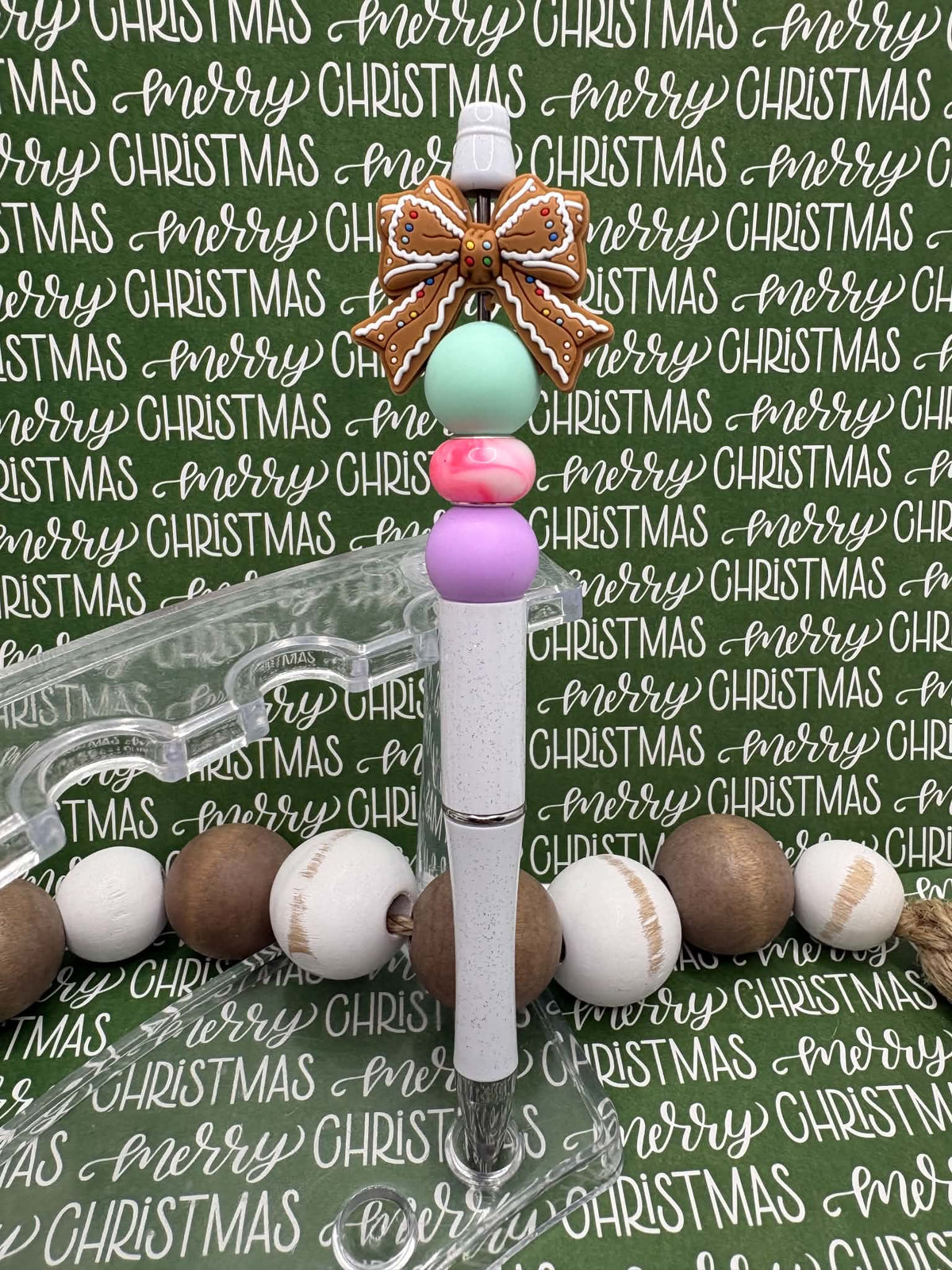 Christmas Bow Beaded Ink Pen