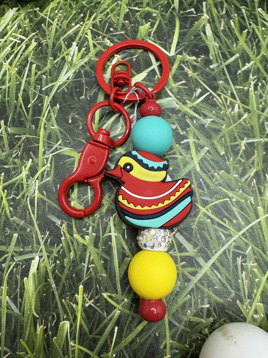 Multicolored Duck Beaded Keychain