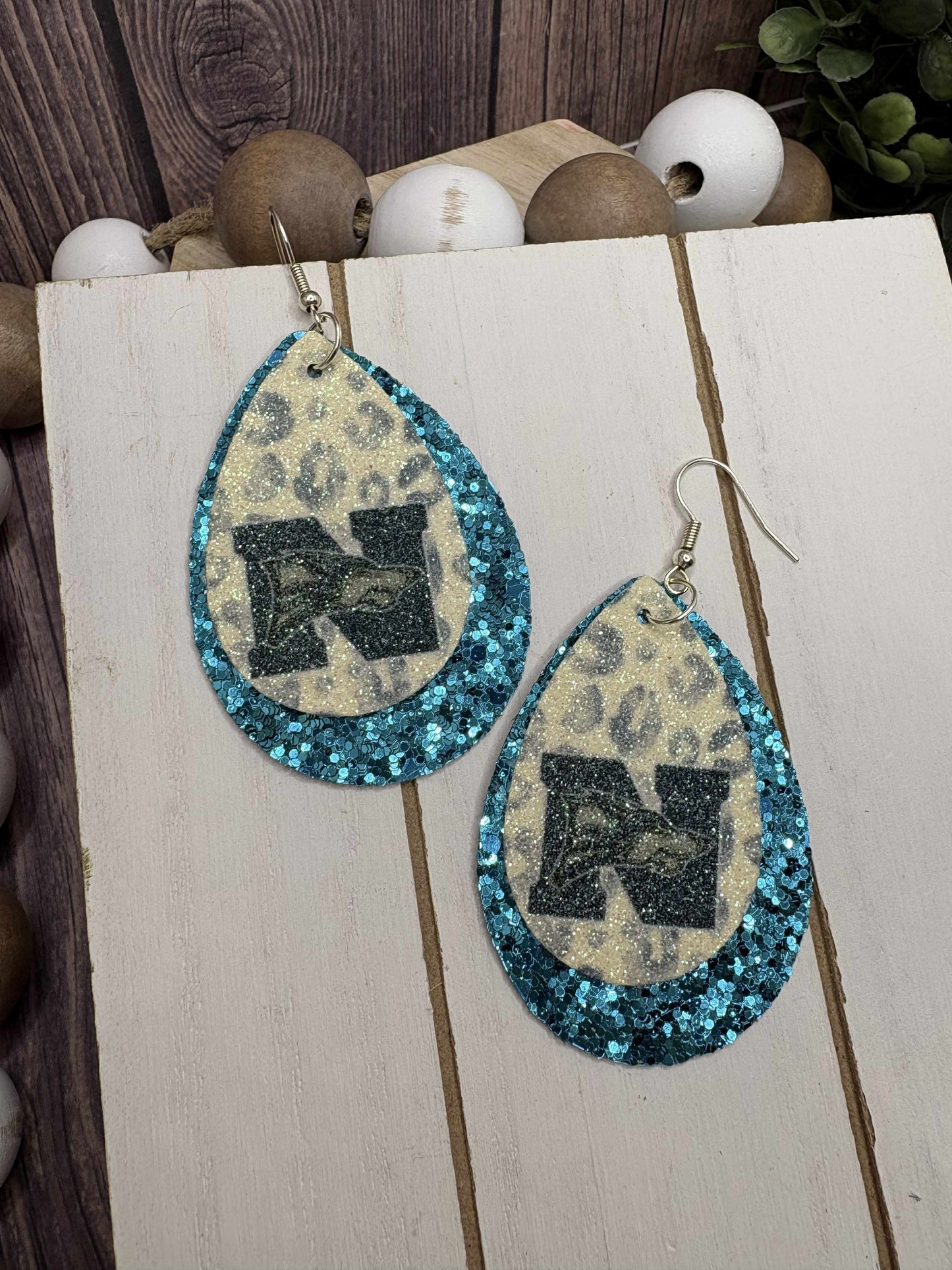 North Paulding Wolves Leopard & Glitter Earrings