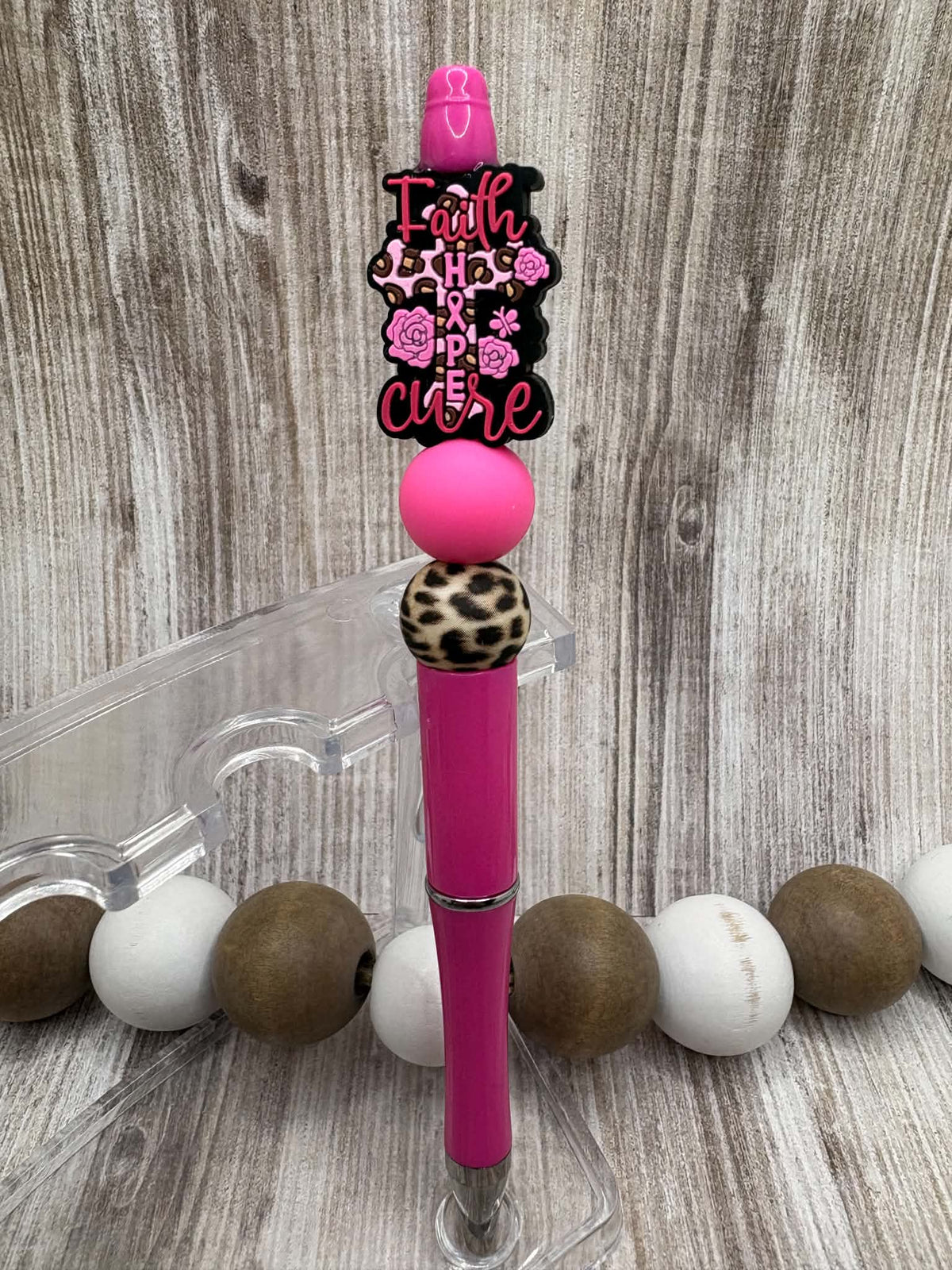 Faith, Hope, Cure Breast Cancer Awareness Beaded Ink Pen