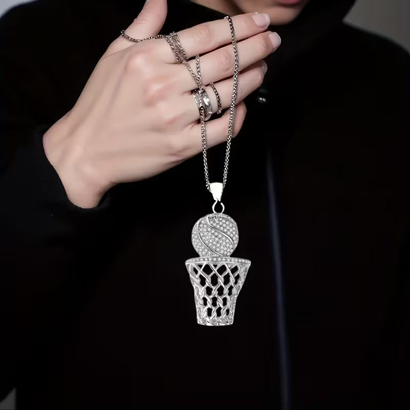 Silver Basketball Necklace