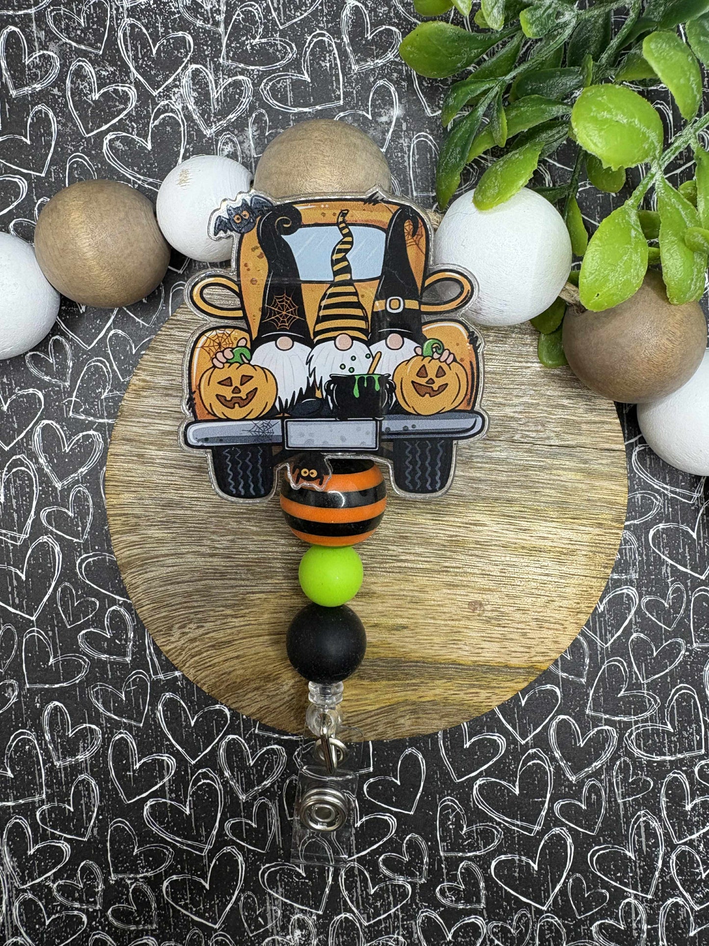 Halloween Gnome Beaded Badge Reel
