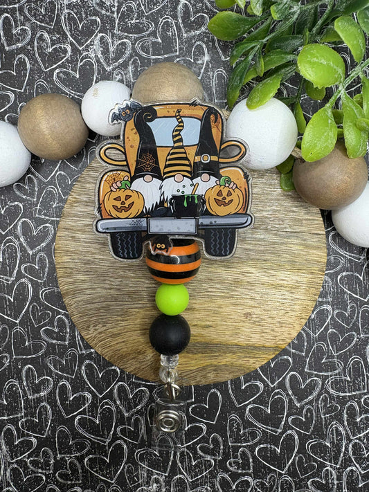 Halloween Gnome Beaded Badge Reel