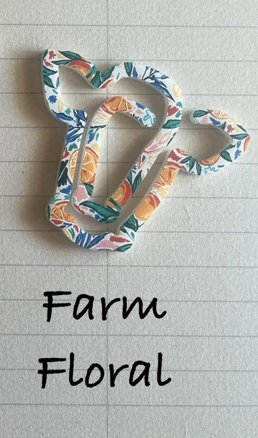 Cow Bookmark - Farm Floral