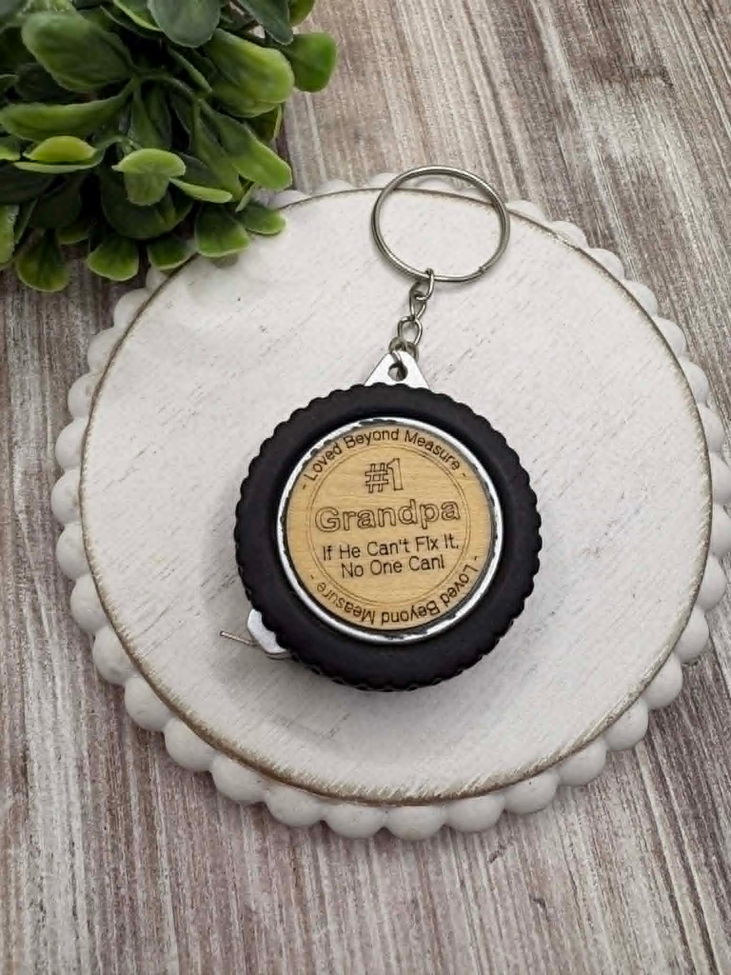 #1 Grandpa Tire Measuring Tape Keychain
