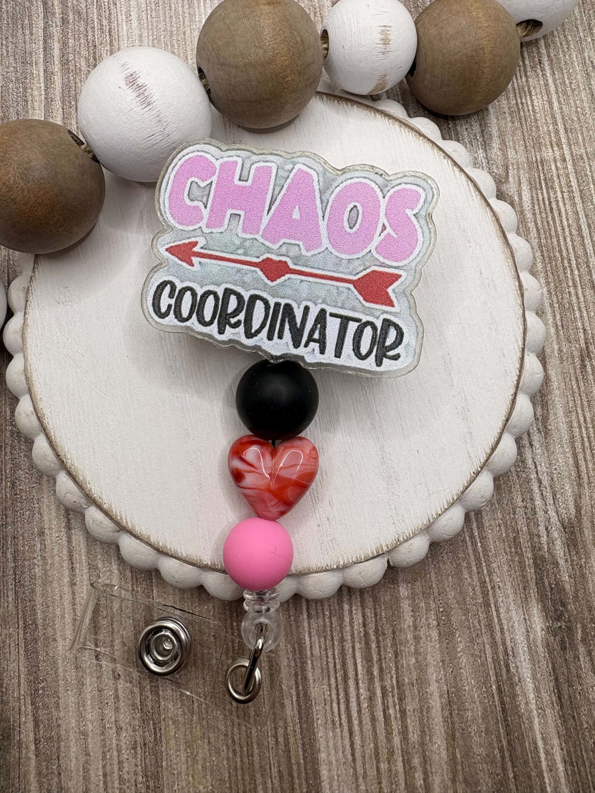 Chaos Coordinator Beaded Badge Reel