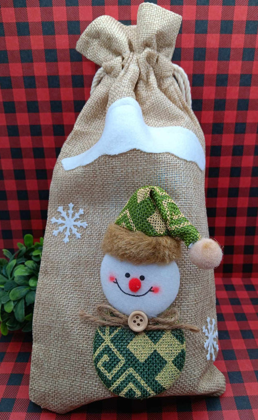 Green Snowman Bottle Sac Decor
