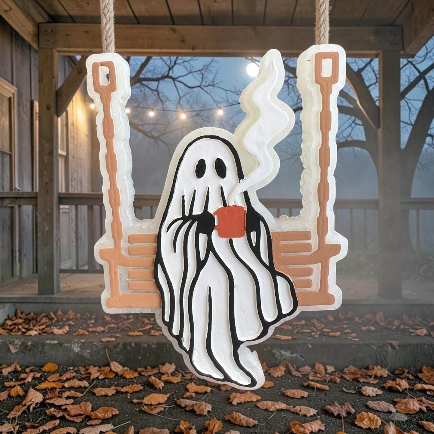 Swinging Ghost Freshie - Scented in Cozy Latte