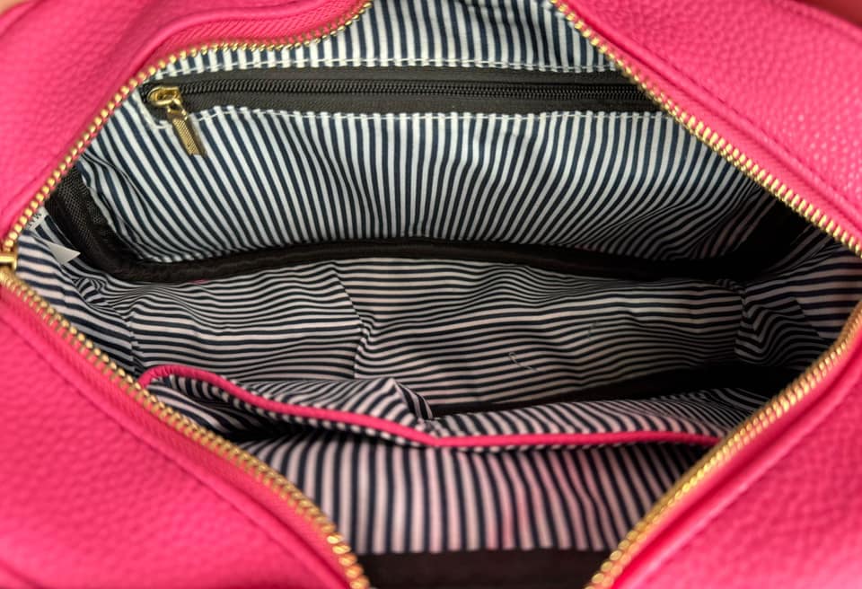 Hot Pink Cross Body Bag w/ Woven Guitar Strap