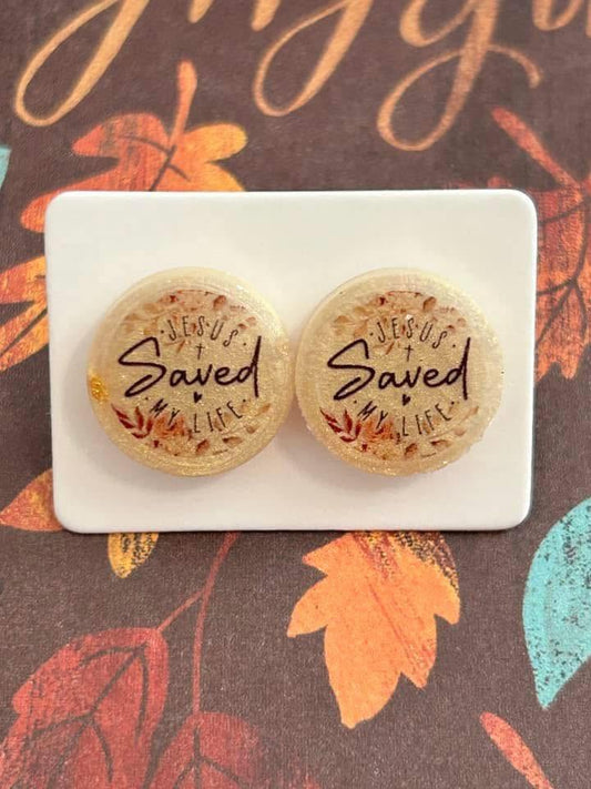 Jesus Saved my Life Fall Glitter Earrings