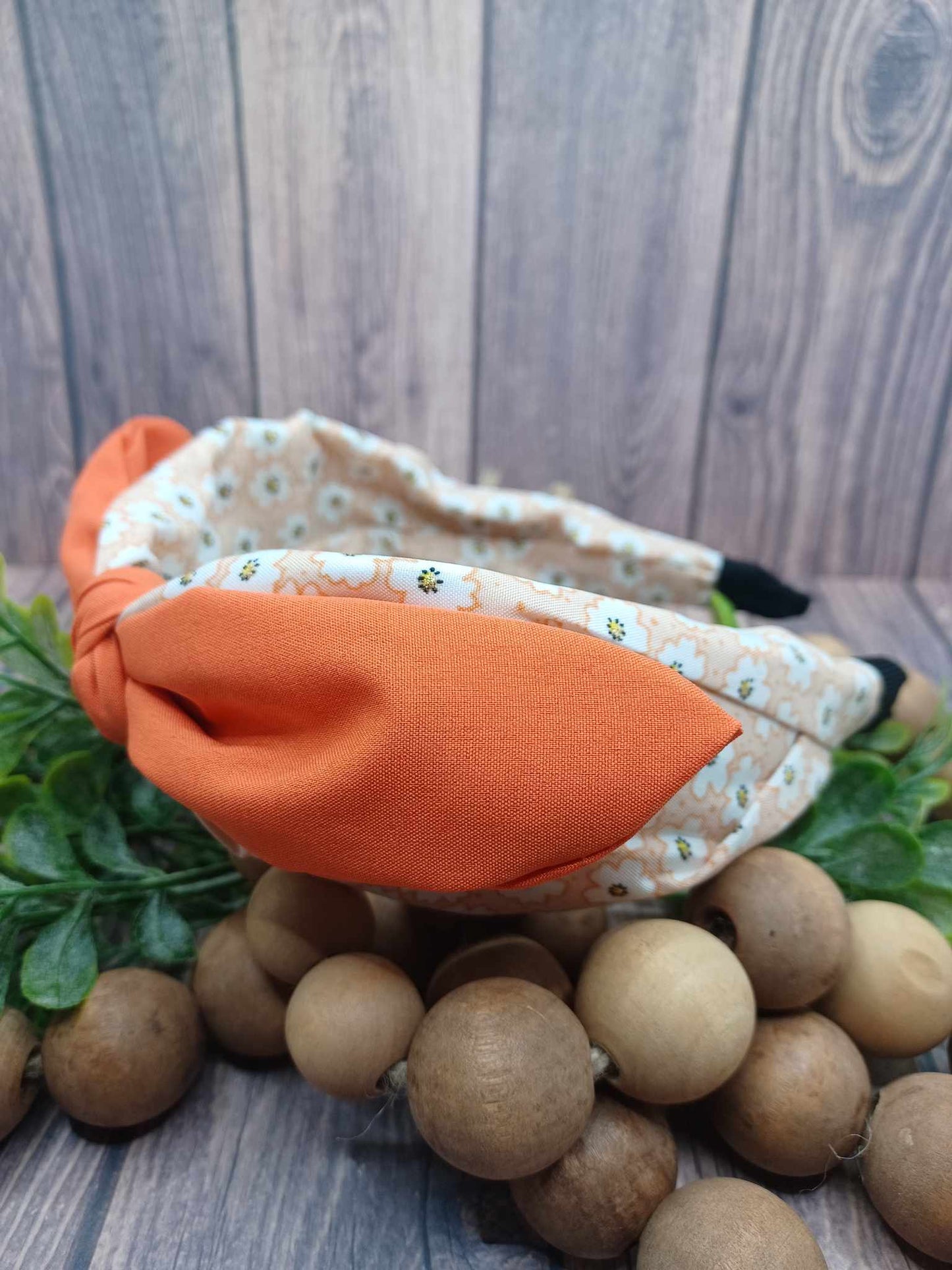 Orange Floral Patterned Headband