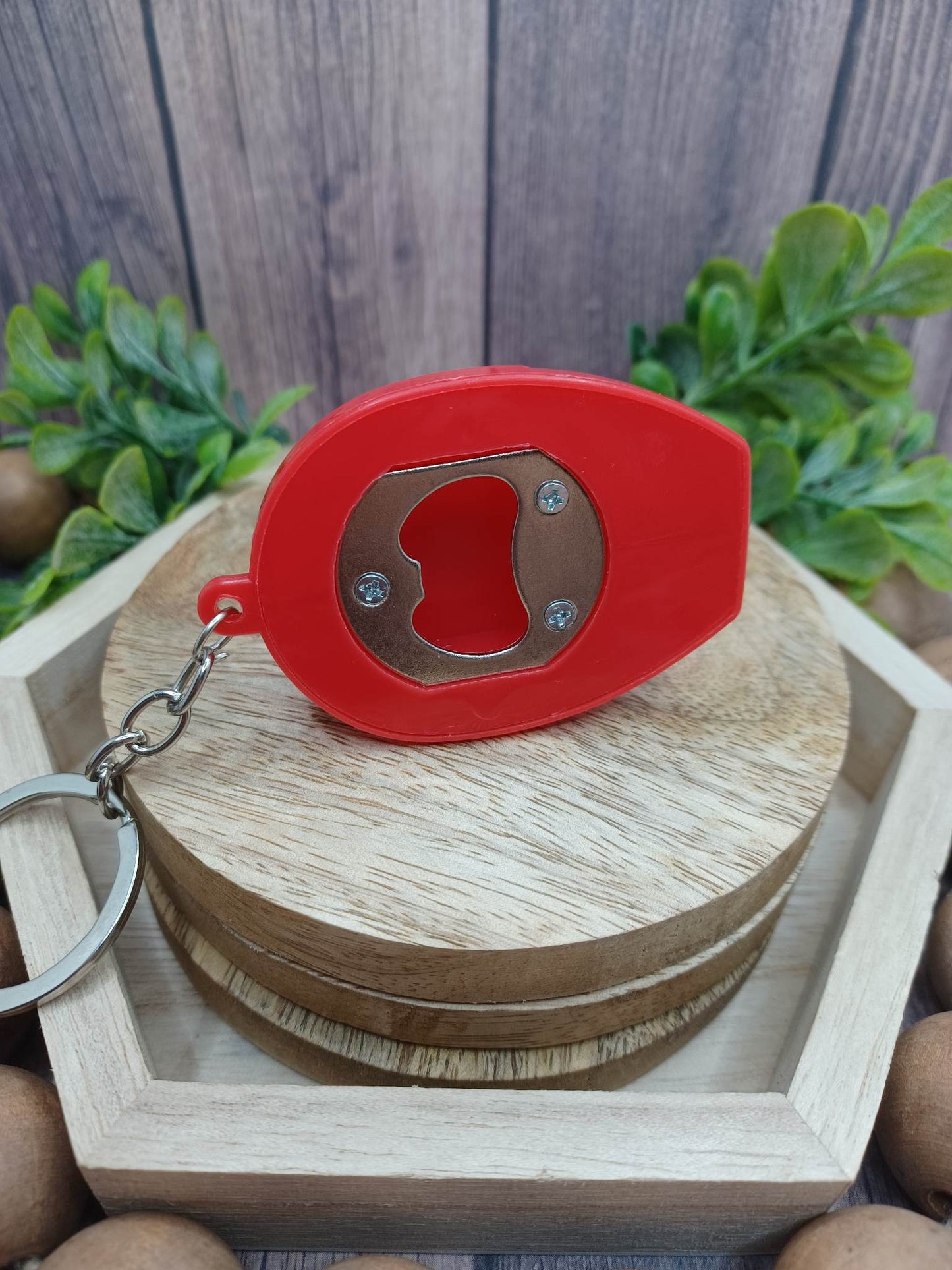 Red Construction Hat w/ Light & Bottle Opener Keychain