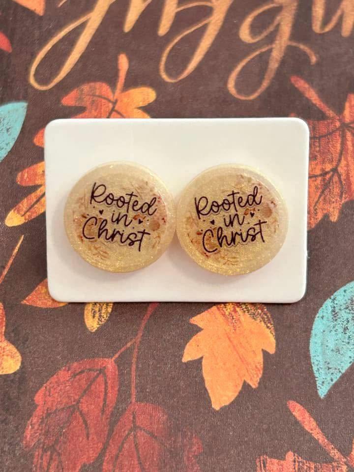 Rooted in Christ Fall Glitter Earrings