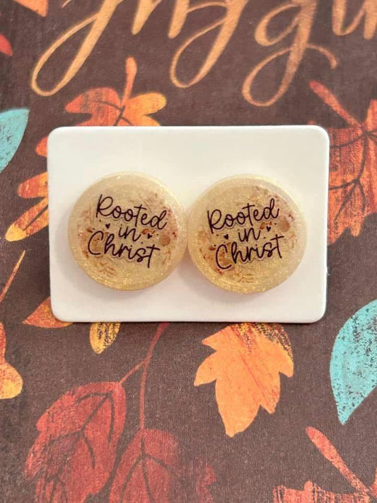 Rooted in Christ Fall Glitter Earrings