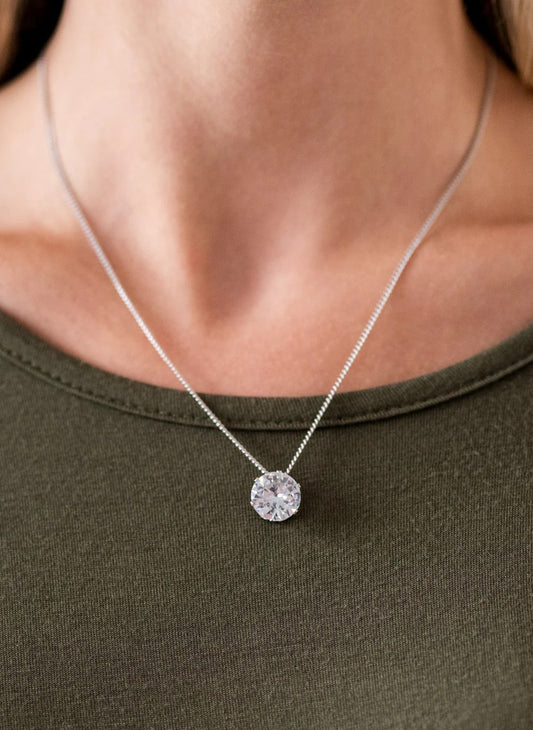 Silver Rhinestone Pendant Necklace