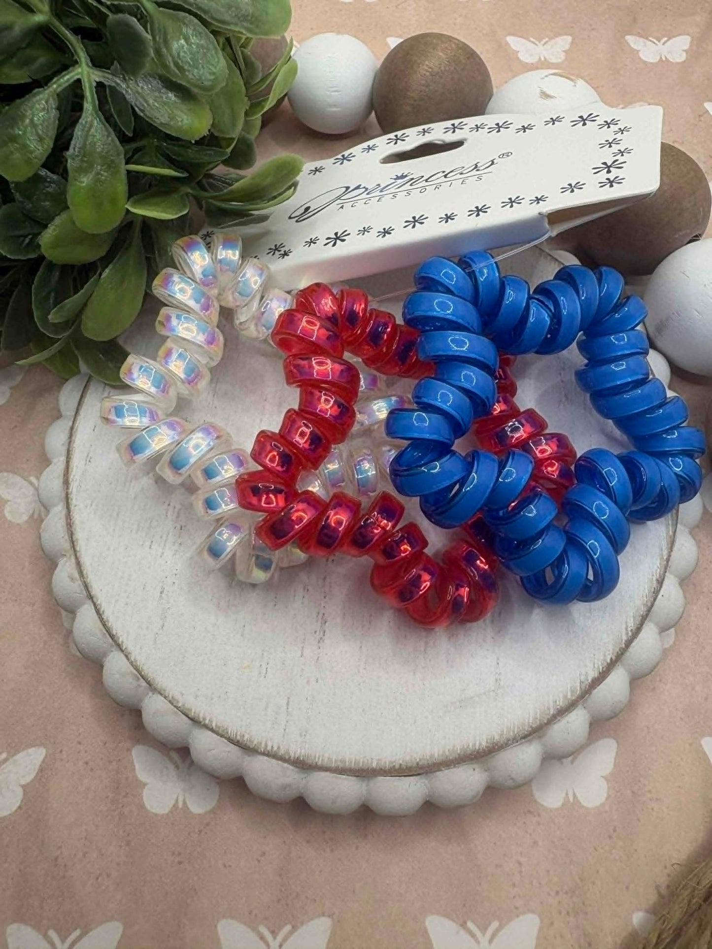 Red, White, & Blue Star Hair Coil Set of 3