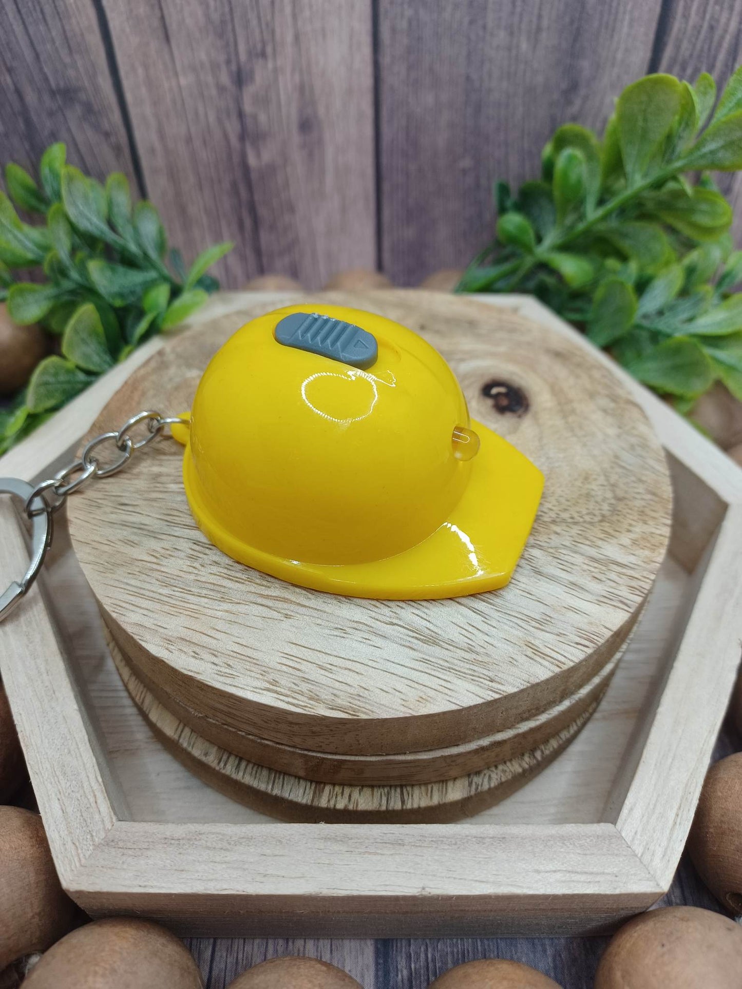 Yellow Construction Hat w/ Light & Bottle Opener Keychain