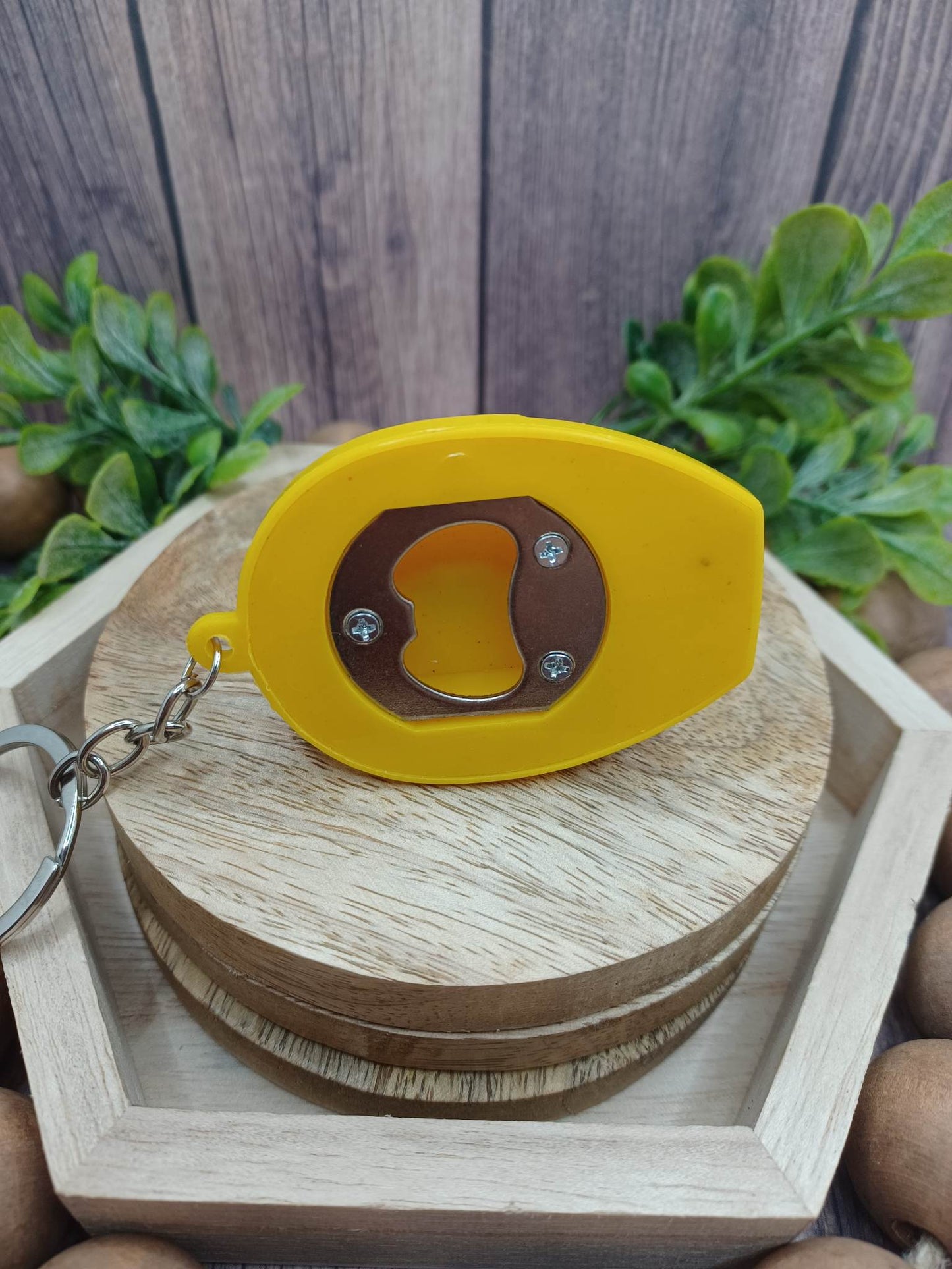 Yellow Construction Hat w/ Light & Bottle Opener Keychain