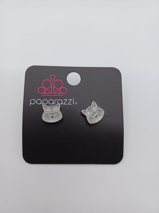 Grey Raccoon Earrings