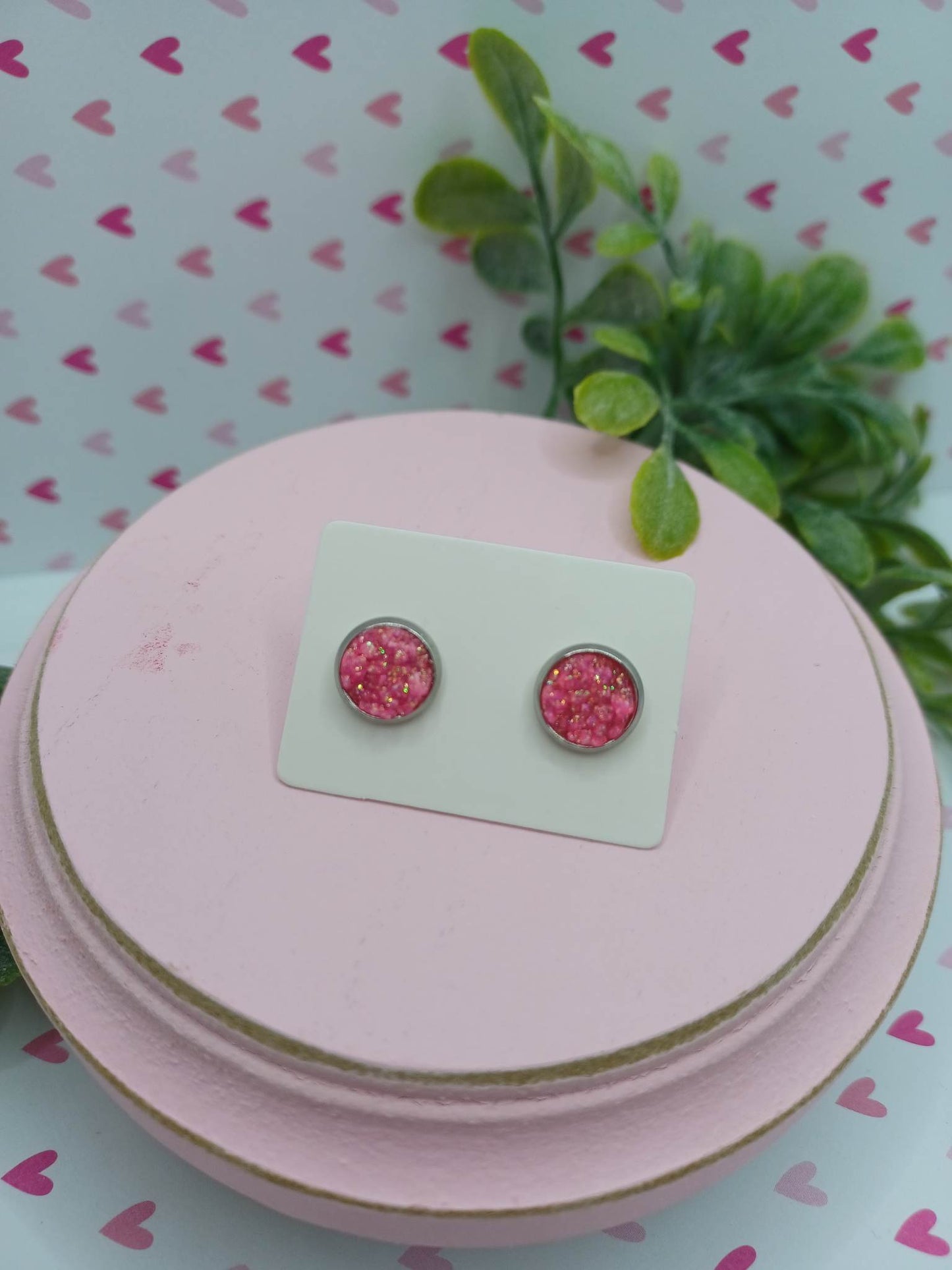 Pink Druzy Style Earrings