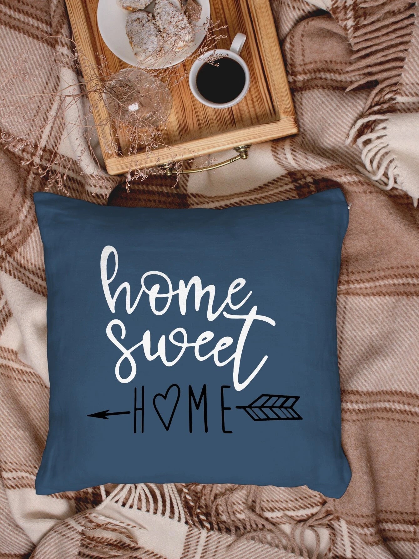 Blue Home Sweet Home Pillow Cover