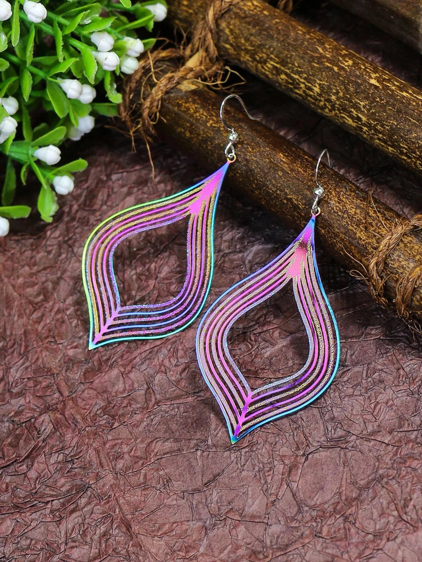 Oil Spill Hollow Out Earrings