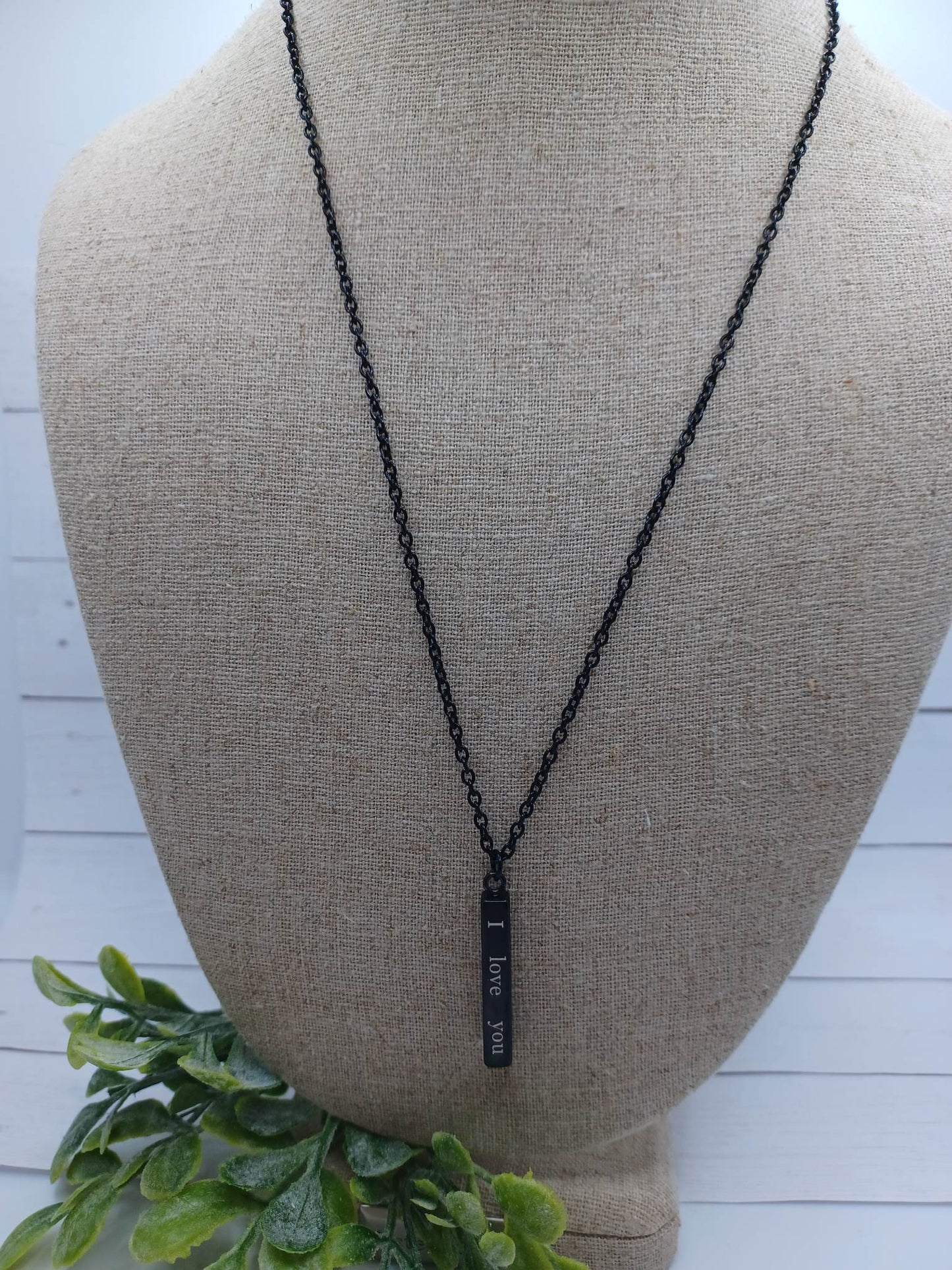 Black "I Love you Forever and Always" Necklace