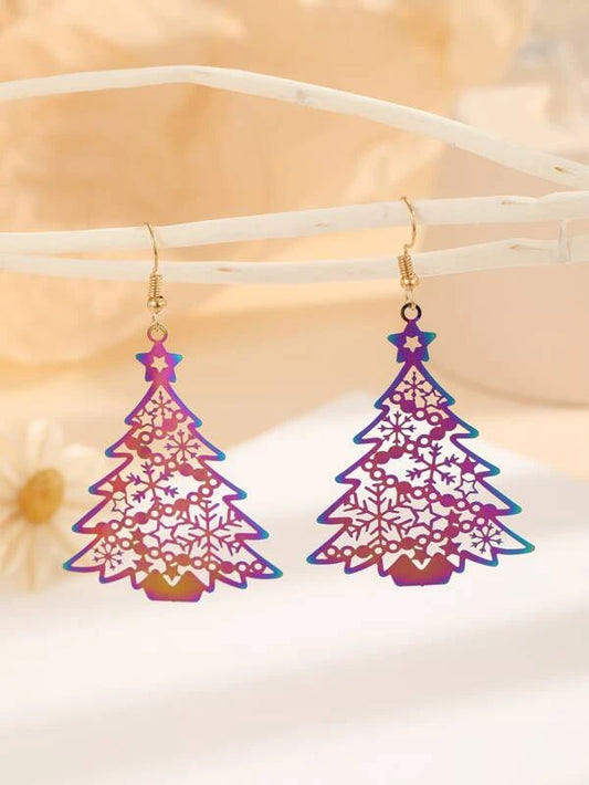 Multicolored Christmas Tree Earrings