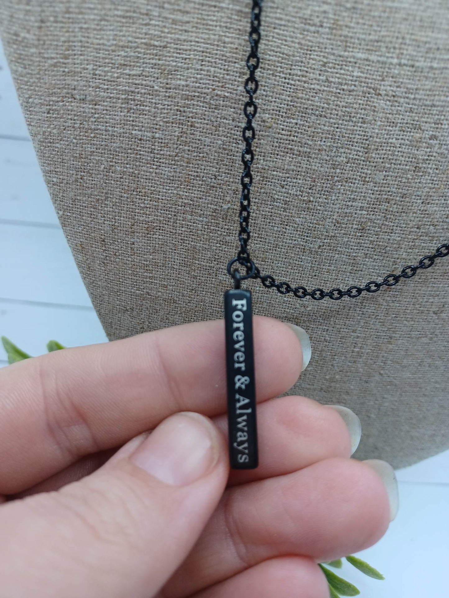 Black "I Love you Forever and Always" Necklace