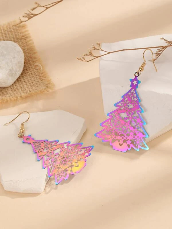 Multicolored Christmas Tree Earrings