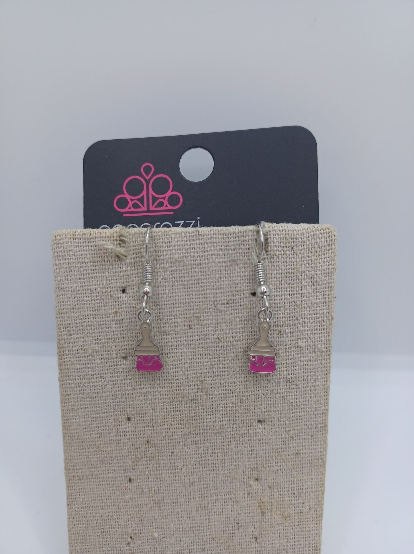 Pink Paint Brush Earrings
