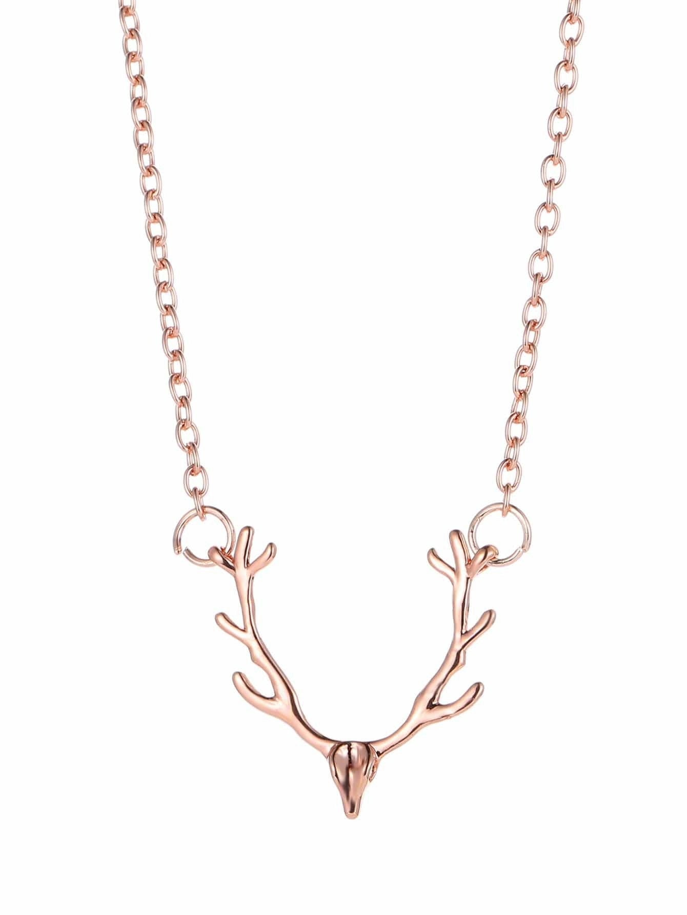 Rose Gold Antler Necklace