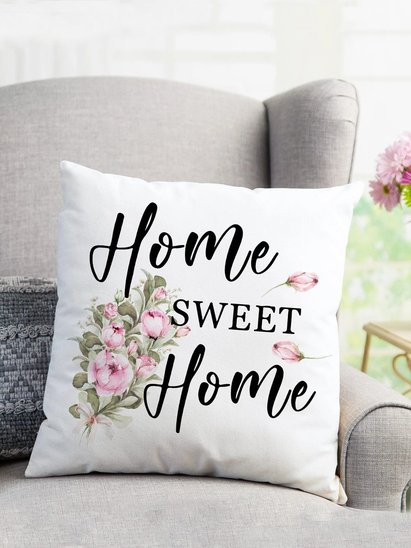 Floral Home Sweet Home Pillow Cover