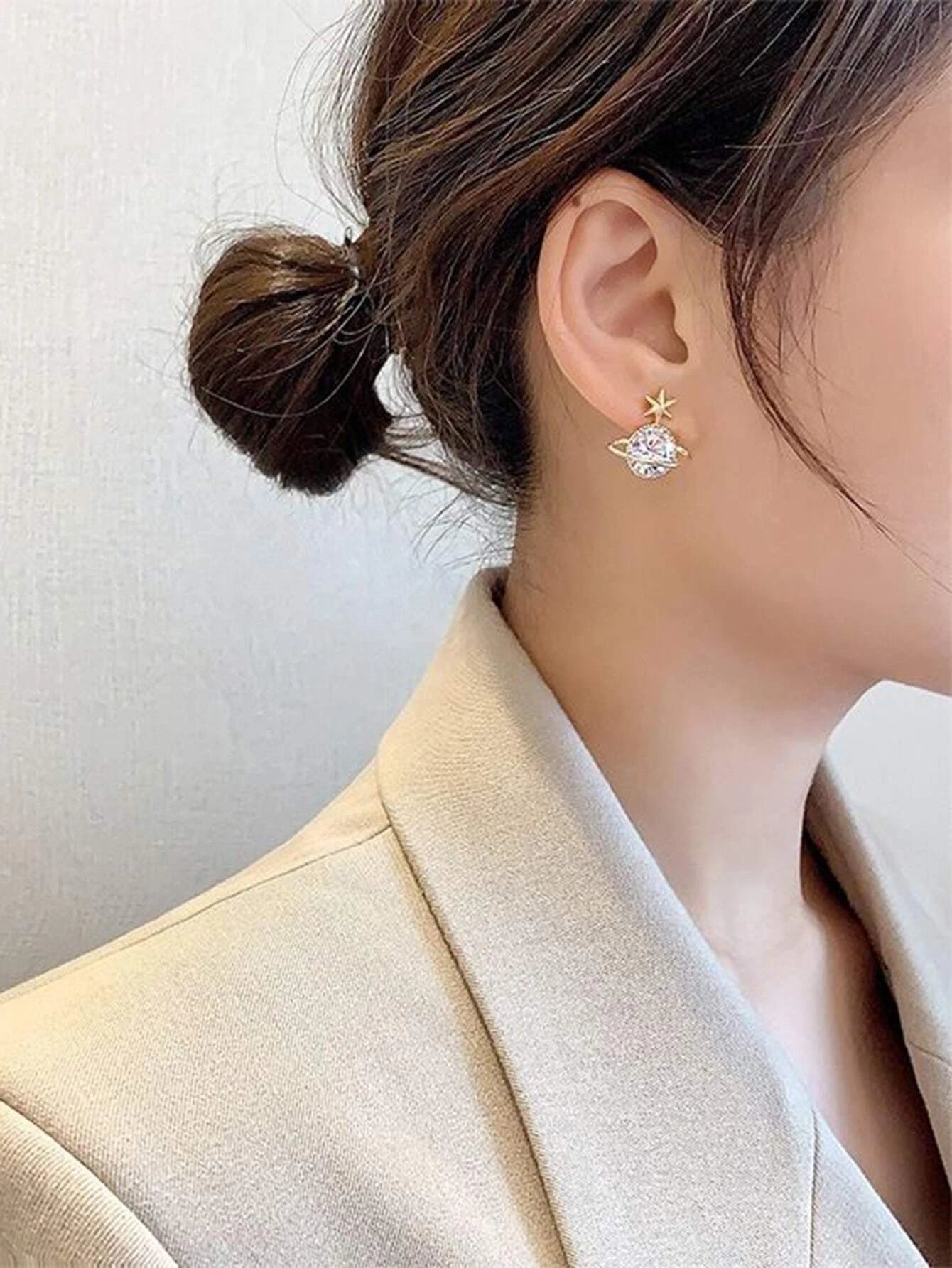 Moon & Planet Post Back Earrings