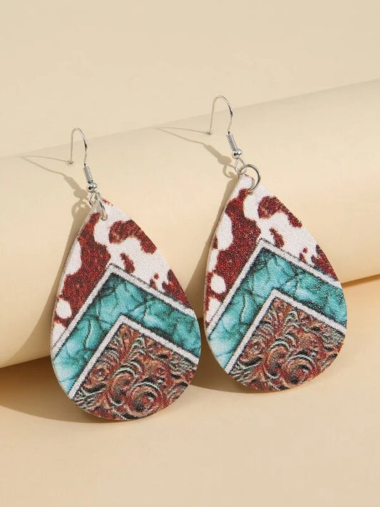 Cow Print Leather Style Earrings