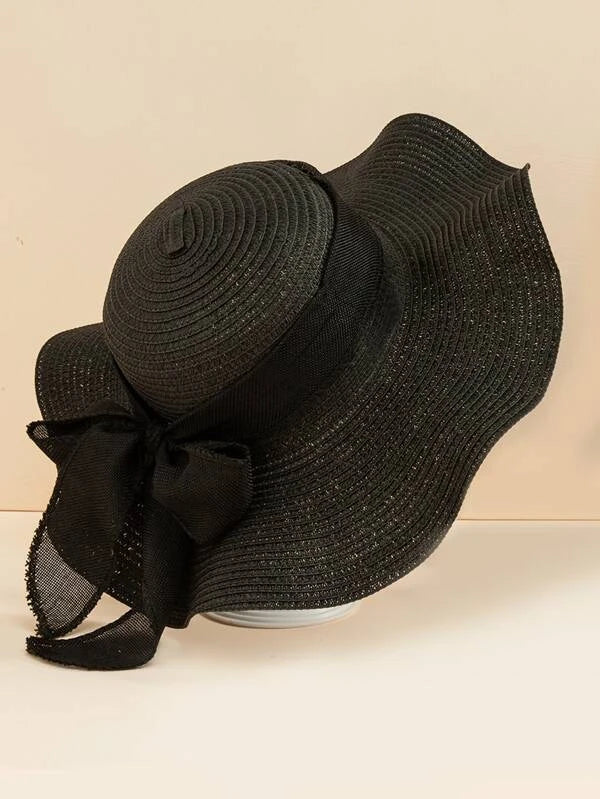 Black Straw Hat w/ Black Ribbon
